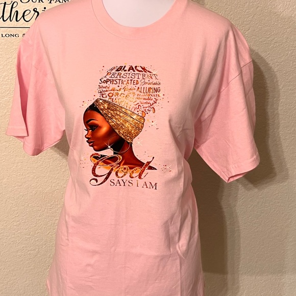 Plus Size God Say's I AM Pink Tee shirt - Picture 5 of 6